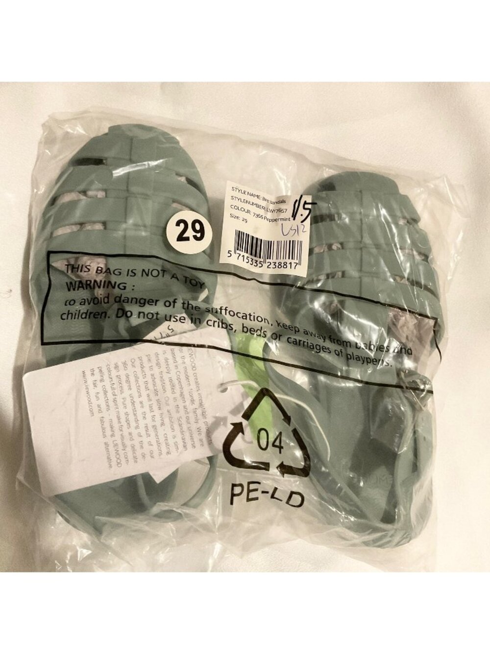 NWT LIEWOOD Bre Sandals peppermint mint green EU 29US11.5-12 boy girl